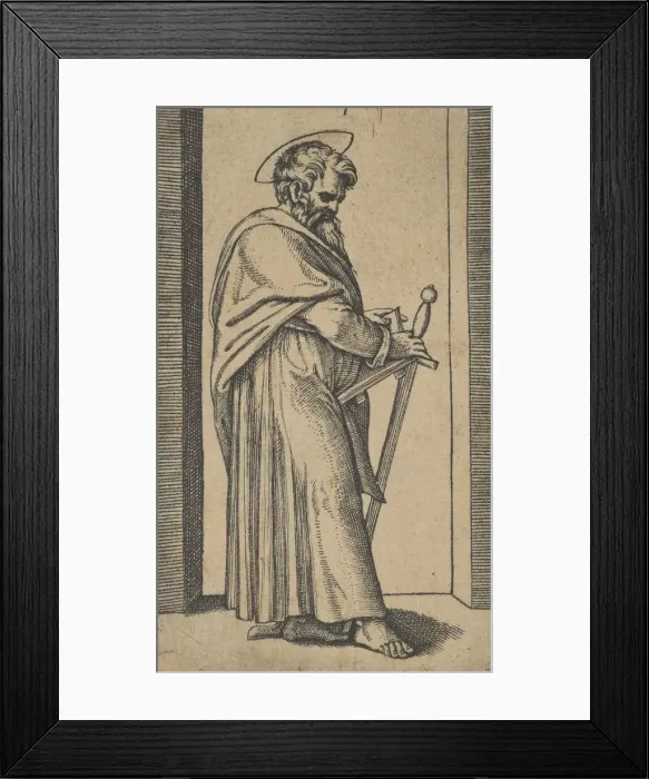 Framed Print : Saint Paul holding a book and a sword facing right, ca. 1500-1540. Creator: Unknown Framed Print : Saint Paul holding a book and a sword facing right, ca. 1500-1540. Creator: Unknown