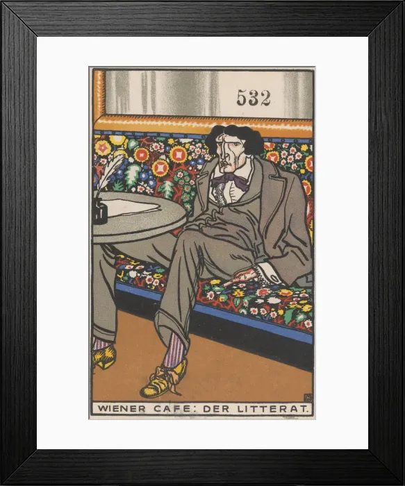 Framed Print : Viennese Cafe: The Man of Letters (Wiener Cafe: Der Litterat), 1911. Creator: Moritz Jung Framed Print : Viennese Cafe: The Man of Letters (Wiener Cafe: Der Litterat), 1911. Creator: Moritz Jung
