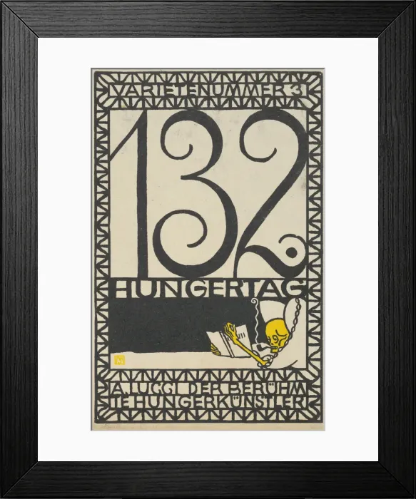Framed Print : Variety Act 3: 132nd Day of Fasting, A. Lucci the Famous Hunger Artist (Varietenummer 3: 1... 1907. Creator: Moritz Jung) Framed Print : Variety Act 3: 132nd Day of Fasting, A. Lucci the Famous Hunger Artist (Varietenummer 3: 1... 1907. Creator: Moritz Jung)