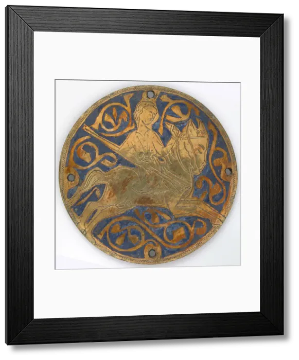 Framed Print : Medallion with Youth on Galloping Horse, French, ca. 1240-60. Creator: Unknown