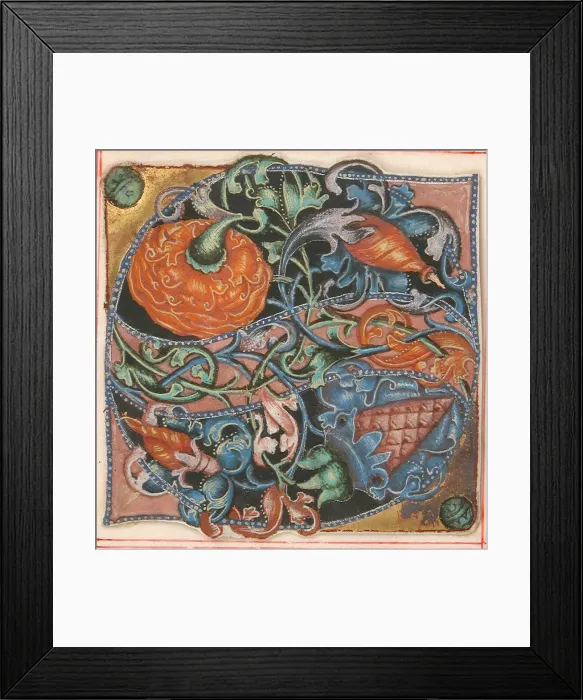 Framed Print : Manuscript Illumination with Initial S, from a Choir Book, German, 16th century Framed Print : Manuscript Illumination with Initial S, from a Choir Book, German, 16th century