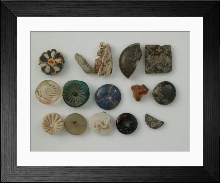 Framed Print : Mosaic Glass Fragments, Coptic, 4th-early 5th century. Creator: Unknown Framed Print : Mosaic Glass Fragments, Coptic, 4th-early 5th century. Creator: Unknown