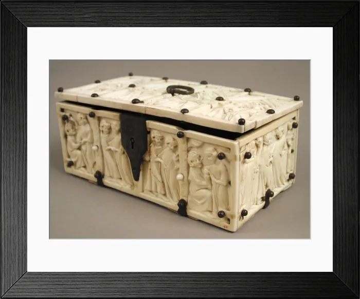 Framed Print : Casket with Romance Scenes, French, 14th century. Creator: Unknown Framed Print : Casket with Romance Scenes, French, 14th century. Creator: Unknown