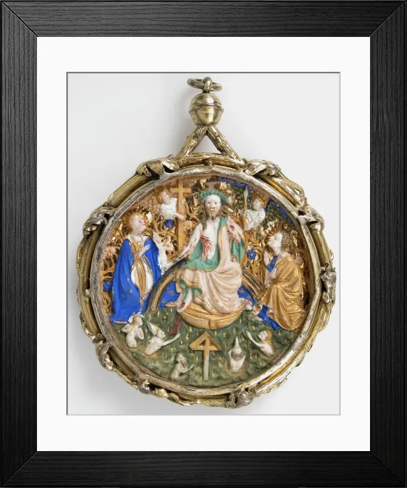 Framed Print : Pendant Medallion with the Last Judgment, French, ca. 1420. Creator: Unknown Framed Print : Pendant Medallion with the Last Judgment, French, ca. 1420. Creator: Unknown