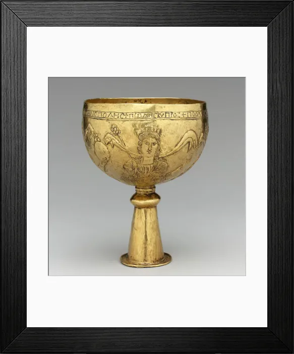 Framed Print : Gold Goblet with Personifications of Cyprus, Rome, Constantinople, and Alexandria, 700s Framed Print : Gold Goblet with Personifications of Cyprus, Rome, Constantinople, and Alexandria, 700s