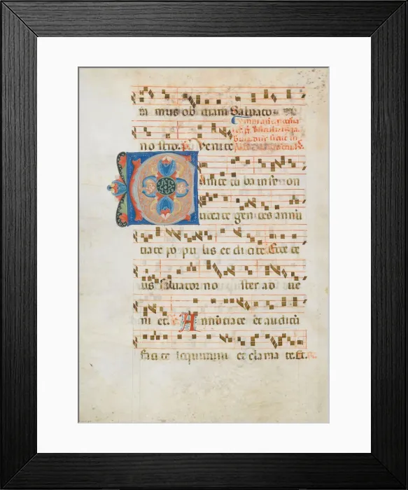 Framed Print : Bifolium with Initial C, from an Antiphonary, Italian, ca. 1320. Creator: Unknown Framed Print : Bifolium with Initial C, from an Antiphonary, Italian, ca. 1320. Creator: Unknown