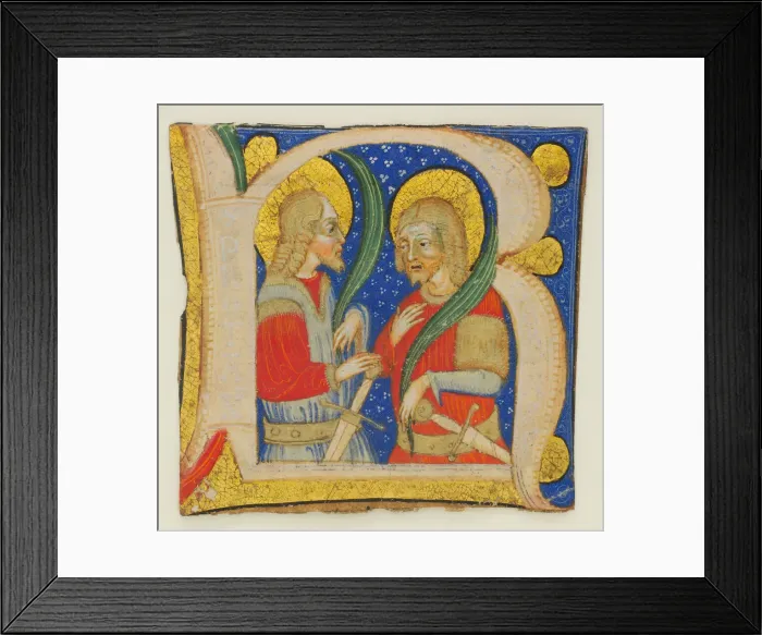 Framed Print : Manuscript Leaf Cutting Showing an Illumiated Initial R with St. Protasius Framed Print : Manuscript Leaf Cutting Showing an Illumiated Initial R with St. Protasius
