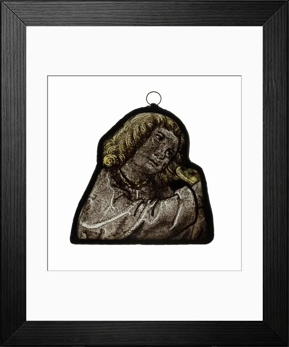 Framed Print : Glass Panel of Head of Angel, German or Swiss, late 15th century. Creator: Unknown Framed Print : Glass Panel of Head of Angel, German or Swiss, late 15th century. Creator: Unknown