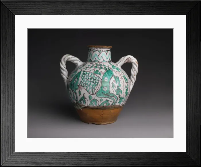Framed Print : Two-Handled Jar with Stag, Italian, ca. 1350. Creator: Unknown Framed Print : Two-Handled Jar with Stag, Italian, ca. 1350. Creator: Unknown