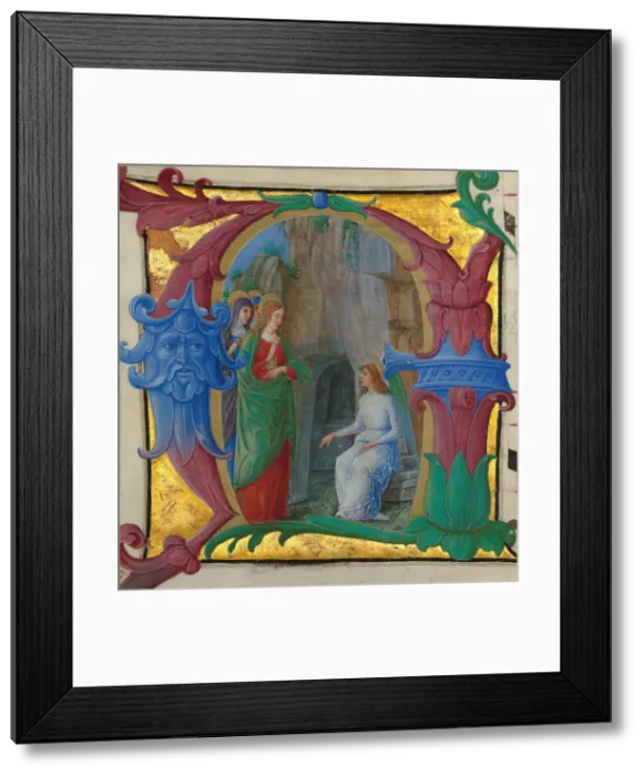 Framed Print : Manuscript Illumination with the Holy Women at the Tomb in an Initial A... Italian, ca Framed Print : Manuscript Illumination with the Holy Women at the Tomb in an Initial A... Italian, ca