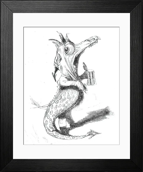 Framed Print : Twelfth Night characters - Nibble em, the Dragon, 1844. Creator: Unknown Framed Print : Twelfth Night characters - Nibble em, the Dragon, 1844. Creator: Unknown