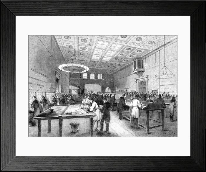 Framed Print : The General Post-Office; The Inland Letter Office, 1844. Creator: Unknown Framed Print : The General Post-Office; The Inland Letter Office, 1844. Creator: Unknown