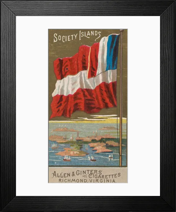 Framed Print : Society Islands, from Flags of All Nations, Series 2 (N10) for Allen & Framed Print : Society Islands, from Flags of All Nations, Series 2 (N10) for Allen &