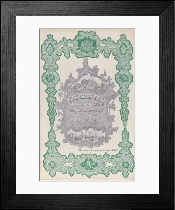 Framed Print : Trade Card for Tosswill & Co. Designers, Engravers, Steel Plate Framed Print : Trade Card for Tosswill & Co. Designers, Engravers, Steel Plate