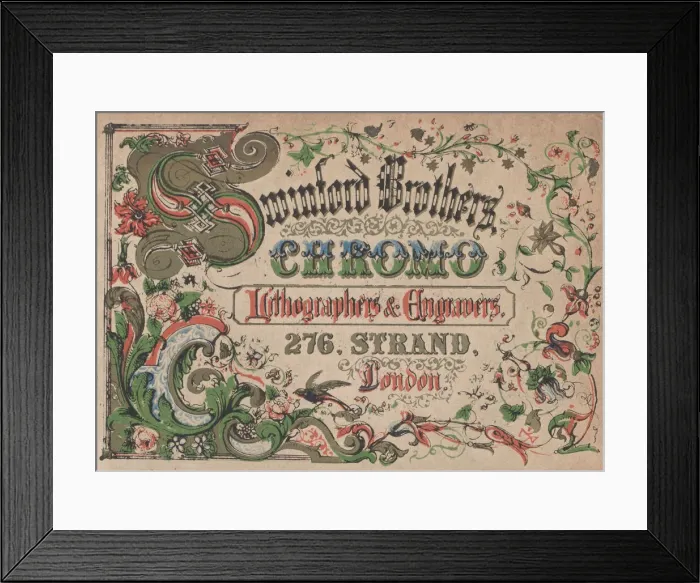 Framed Print : Trade Card for Swinford Brothers, Chromo Lithographers & Engravers, 19th century Framed Print : Trade Card for Swinford Brothers, Chromo Lithographers & Engravers, 19th century