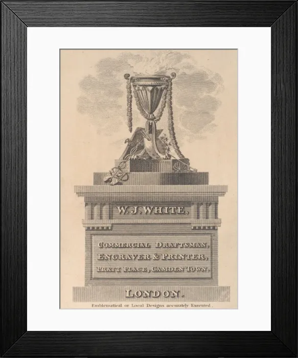 Framed Print : Trade Card for W. J. White, Commercial Draftsman, Engraver & Printer, 19th century Framed Print : Trade Card for W. J. White, Commercial Draftsman, Engraver & Printer, 19th century