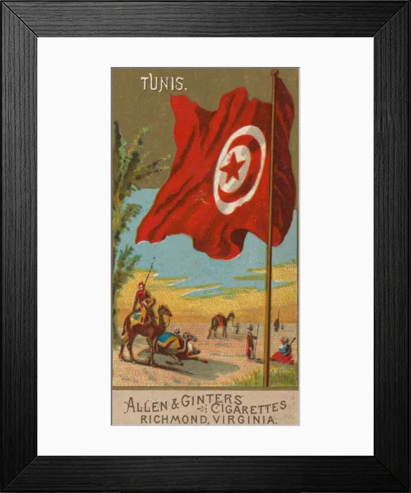 Framed Print : Tunis, from Flags of All Nations, Series 2 (N10) for Allen & Ginter Cigarettes Brands Framed Print : Tunis, from Flags of All Nations, Series 2 (N10) for Allen & Ginter Cigarettes Brands