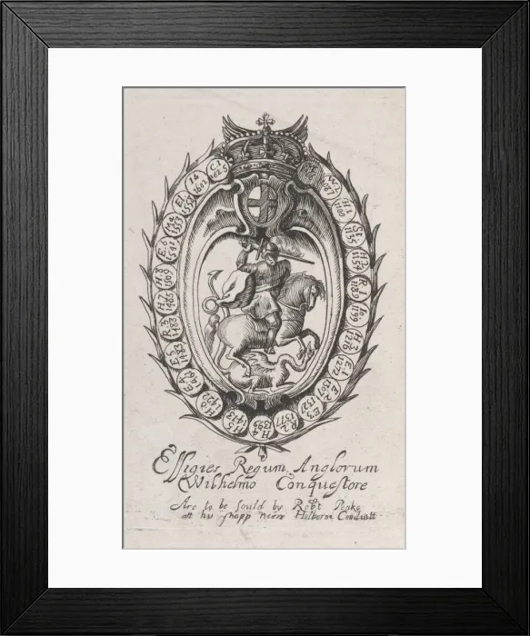 Framed Print : Trade Card for Sir Robert Peake, printer and publsiher, ca. 1635-67. Creator: Anon Framed Print : Trade Card for Sir Robert Peake, printer and publsiher, ca. 1635-67. Creator: Anon