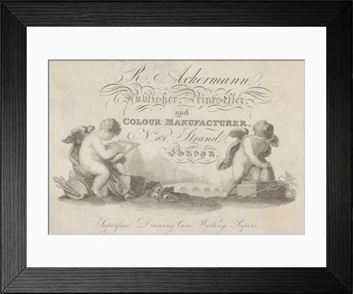 Framed Print : Trade Card for R. Ackermann, Publisher, Printseller, and Color Manufacturer, 19th Framed Print : Trade Card for R. Ackermann, Publisher, Printseller, and Color Manufacturer, 19th