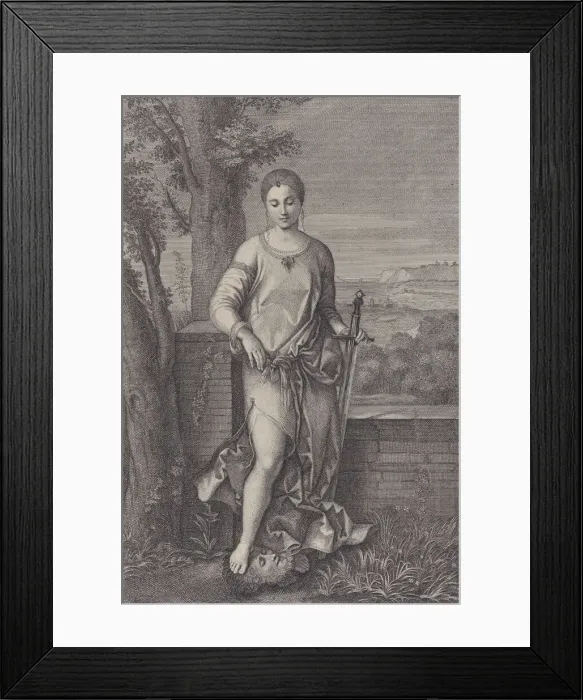 Framed Print : Judith standing with her foot on the head of Holofernes, ca. 1729 Framed Print : Judith standing with her foot on the head of Holofernes, ca. 1729