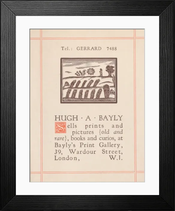 Framed Print : Trade card for Hugh A. Bayly, printseller, 19th century. Creator: Anon Framed Print : Trade card for Hugh A. Bayly, printseller, 19th century. Creator: Anon