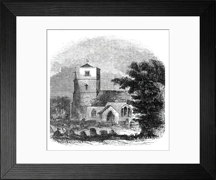 Framed Print : Beddington Church, 1844. Creator: Unknown Framed Print : Beddington Church, 1844. Creator: Unknown