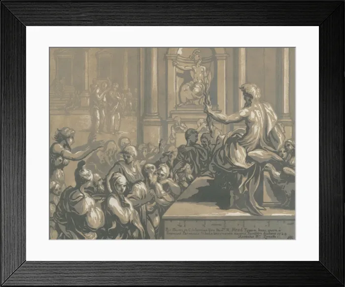 Framed Print : Saint John the Evangelist preaching in a temple, 1724. Creator: Anton Maria Zanetti