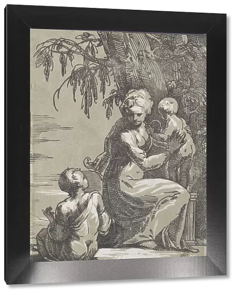 A Woman Standing at the Foot of a Tree Holding an Infant, with a Seated Boy, 1724