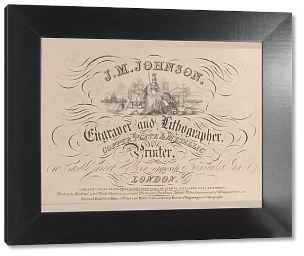 Trade card for J. M. Johnson, Engraver and Lithographer, 19th century. Creator: Anon