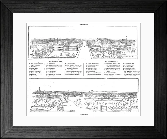 Framed Print : Colosseum print - north and south views, 1844. Creator: Ebenezer Landells Framed Print : Colosseum print - north and south views, 1844. Creator: Ebenezer Landells