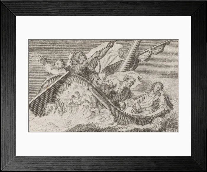Framed Print : Christ on a boat with fishermen, ca. 1760-93. Creator: Antonio Capellan Framed Print : Christ on a boat with fishermen, ca. 1760-93. Creator: Antonio Capellan
