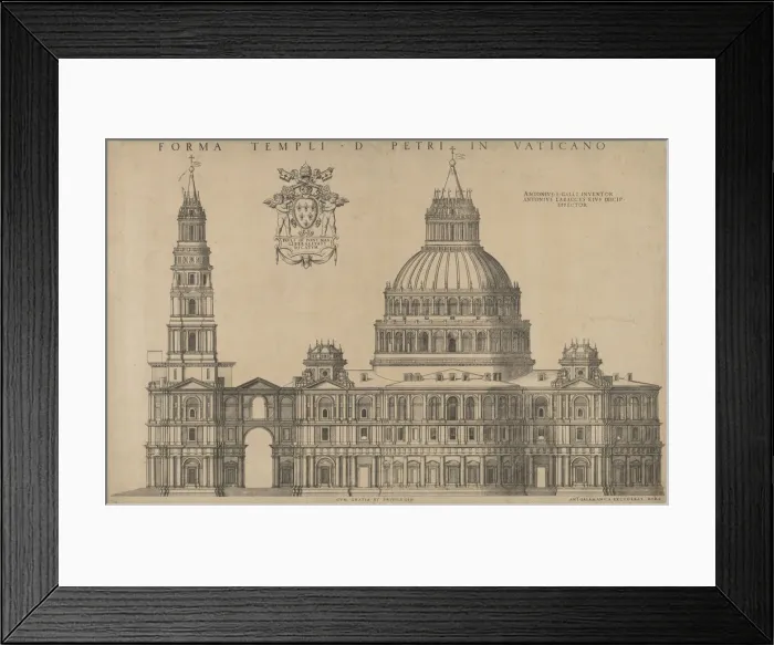 Framed Print : Antonio da Sangallos project for St Peter s, plan of the faç Framed Print : Antonio da Sangallos project for St Peter s, plan of the faç