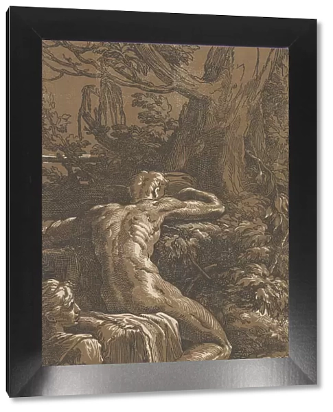 Man seated viewed from behind (Narcissus), ca. 1527-30. Creator: Antonio da Trento