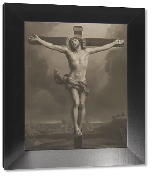 Christ on the cross, a town in the background, after Reni, 1850-88