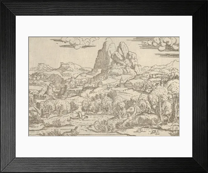 Framed Print : Landscape from Venus Pushing Cupid'frame, 1540-45. Creator: Antonio Fantuzzi Framed Print : Landscape from Venus Pushing Cupid'frame, 1540-45. Creator: Antonio Fantuzzi