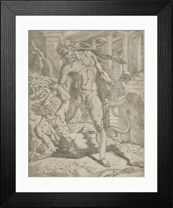 Framed Print : Hercules and Cacus, 1540-45. Creator: Antonio Fantuzzi Framed Print : Hercules and Cacus, 1540-45. Creator: Antonio Fantuzzi