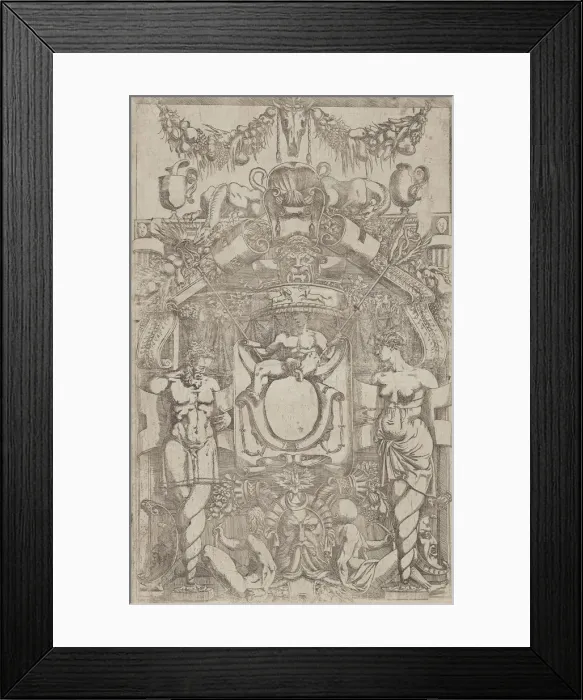 Framed Print : Ornament with a Small Empty Oval, 1540-45. Creator: Antonio Fantuzzi Framed Print : Ornament with a Small Empty Oval, 1540-45. Creator: Antonio Fantuzzi