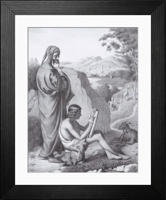 Framed Print : Giotto and Cimabue, from L Artiste, July 7, 1844 Framed Print : Giotto and Cimabue, from L Artiste, July 7, 1844