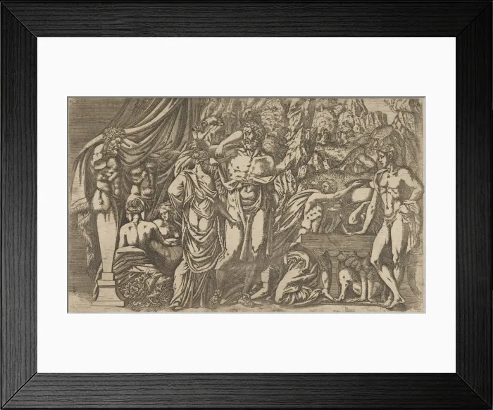 Framed Print : Hercules dressed as a woman, 1540-45. Creator: Antonio Fantuzzi Framed Print : Hercules dressed as a woman, 1540-45. Creator: Antonio Fantuzzi