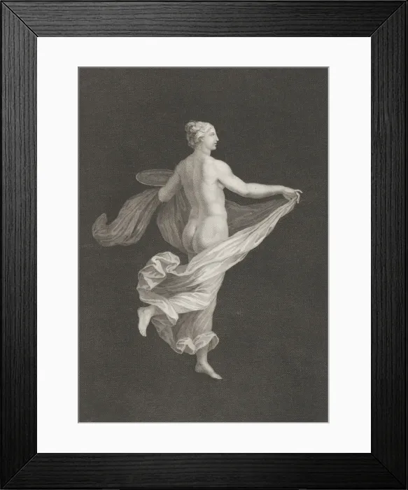 Framed Print : A partly naked bacchante seen from behind, facing right and holding an oval d... ca Framed Print : A partly naked bacchante seen from behind, facing right and holding an oval d... ca