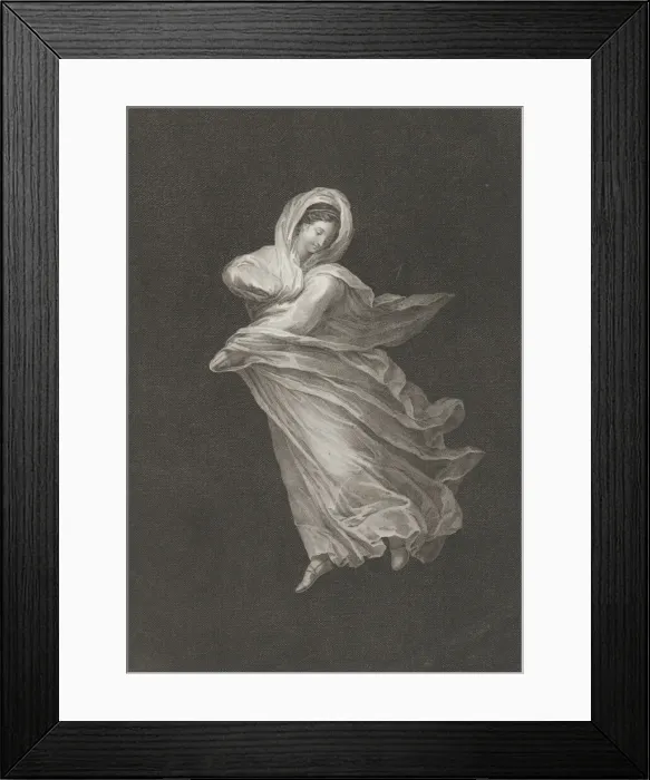 Framed Print : A bacchante wearing flowing drapery, looking down, right arm bent and left arm... ca Framed Print : A bacchante wearing flowing drapery, looking down, right arm bent and left arm... ca