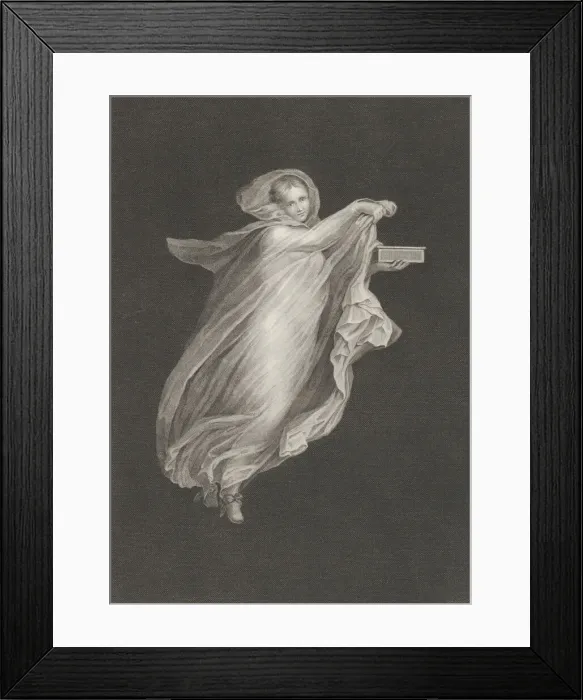 Framed Print : A bacchante wearing a hooded shawl and holding a box in her left hand, set ag... ca Framed Print : A bacchante wearing a hooded shawl and holding a box in her left hand, set ag... ca