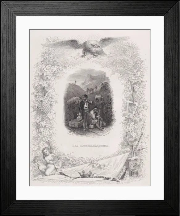 Framed Print : The Smugglers, from The Songs of Beranger, 1829. Creators: Melchior Peronard Framed Print : The Smugglers, from The Songs of Beranger, 1829. Creators: Melchior Peronard