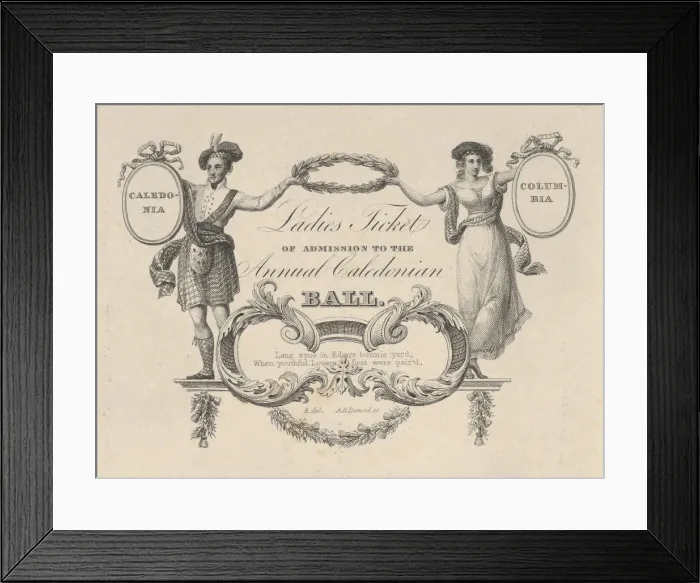 Framed Print : Ladies Ticket of Admission to the Annual Caledonian Ball, 1824 Framed Print : Ladies Ticket of Admission to the Annual Caledonian Ball, 1824
