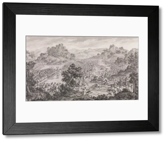 Framed Print : The Great Victory of Qurman, 1770. Creator: Augustin de Saint-Aubin Framed Print : The Great Victory of Qurman, 1770. Creator: Augustin de Saint-Aubin