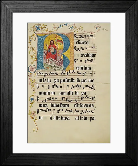 Framed Print : Manuscript Leaf with Initial R, from a Gradual, German, second quarter 15th century Framed Print : Manuscript Leaf with Initial R, from a Gradual, German, second quarter 15th century
