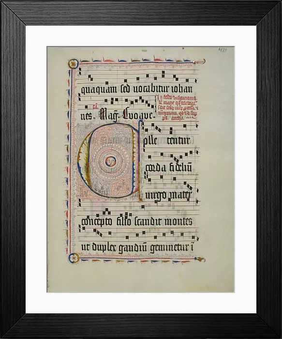 Framed Print : Manuscript Leaf with Initial C, from an Antiphonary, German, second quarter 15th century Framed Print : Manuscript Leaf with Initial C, from an Antiphonary, German, second quarter 15th century