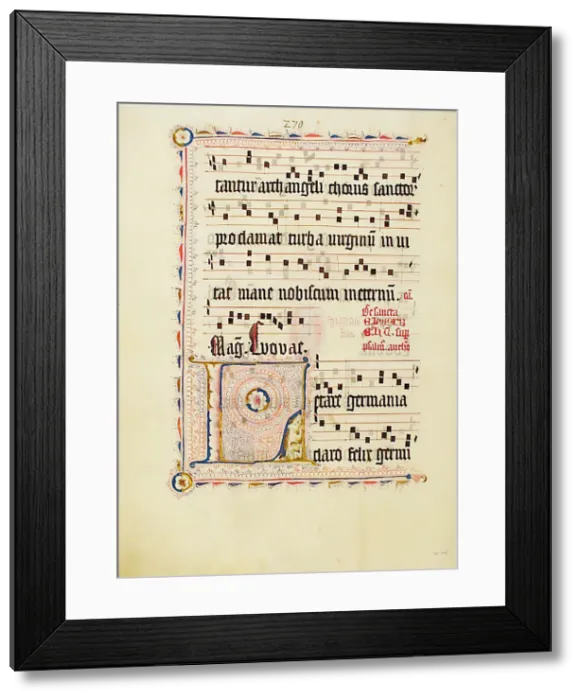 Framed Print : Manuscript Leaf with Initial L, from an Antiphonary, German, second quarter 15th century Framed Print : Manuscript Leaf with Initial L, from an Antiphonary, German, second quarter 15th century