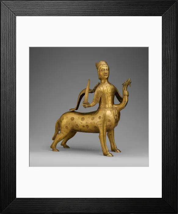 Framed Print : Aquamanile in the Form of a Crowned Centaur Fighting a Dragon, German, 1200-1225 Framed Print : Aquamanile in the Form of a Crowned Centaur Fighting a Dragon, German, 1200-1225