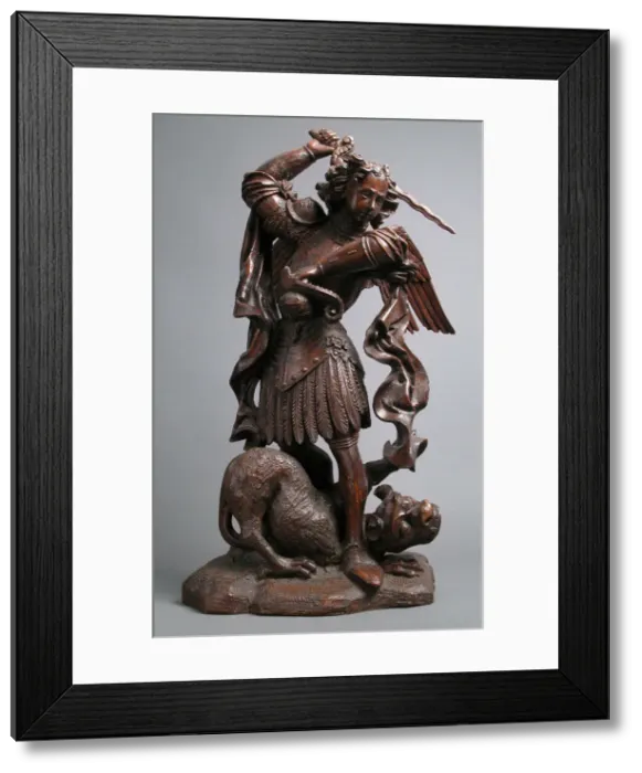 Framed Print : Saint Michael Slaying the Demon, German, 16th century. Creator: Unknown Framed Print : Saint Michael Slaying the Demon, German, 16th century. Creator: Unknown